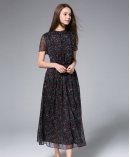 Black Printed Chiffon Maxi Dress